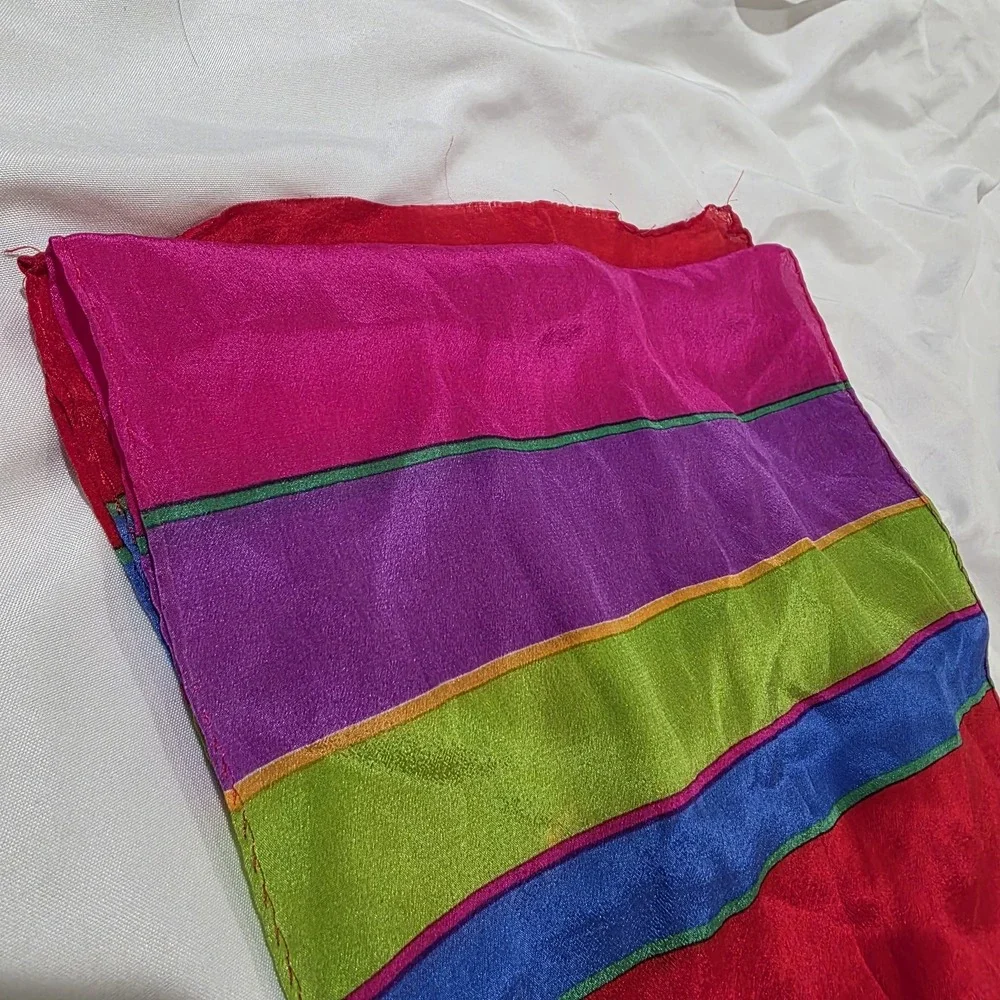 Vintage Liz Claiborne‎ Silk Scarf Colorblock 90S Retro Bold Luxury